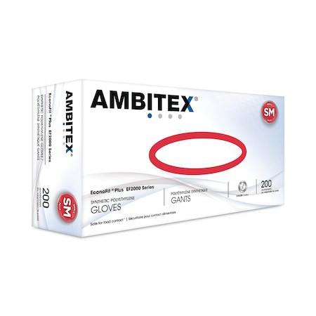 Ambitex Ambitex EconoFit, Disposable Gloves, Polyethylene, Powder-Free, Small, 2000 PK, Clear EFSM2000